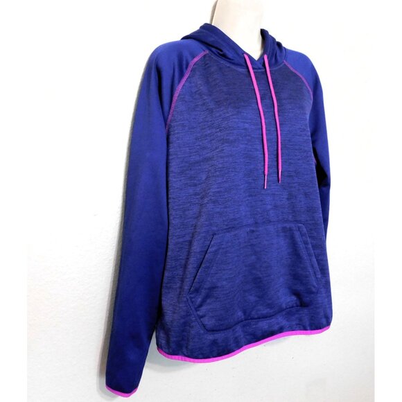 Danskin Dri Fit Hoodie Sweatshirt Womens XXL Blue Purple Trim Thumb Holes Polyes - Picture 2 of 8